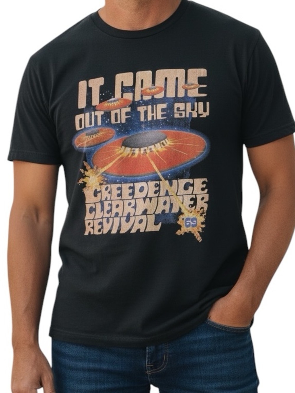 Creedence Clearwater Revival Unisex 'It Came Out of the Sky' Black Graphic Tee L
